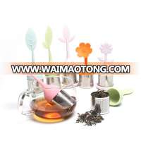 Amazon Hot Selling BPA Free Silicone Flower Leaf Fine Mesh Stainless Steel Tea Strainer