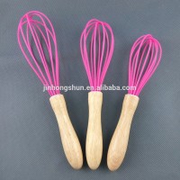 Good quality food grade LFGB Stainless Steel Wire Silicone bamboo whisk